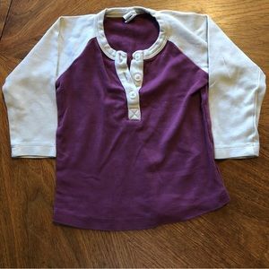 Kate Quinn Unisex maroon and cream vintage style baseball henley organic cotton